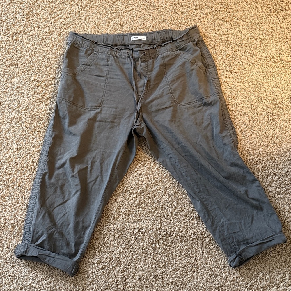 Sonoma Women's Charcoal Utility Cuffed Pants size Large
